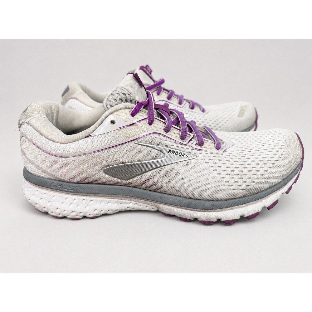 Brooks Ghost 12 Womens Running Shoes White Purple 1203051B185